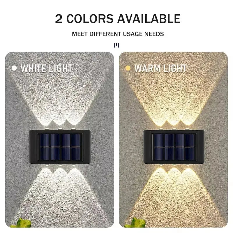 4/6/8/10LEDs Solar Wall Lamp Yard Street Decor Light Outdoor Waterproof Up and Down Luminous Lighting Garden Landscape Lamp