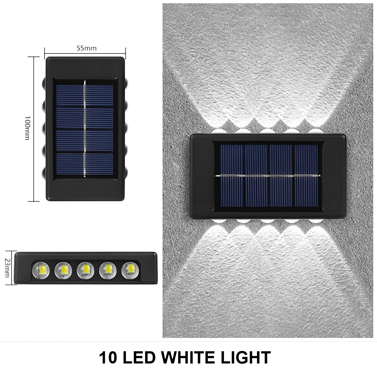 4/6/8/10LEDs Solar Wall Lamp Yard Street Decor Light Outdoor Waterproof Up and Down Luminous Lighting Garden Landscape Lamp