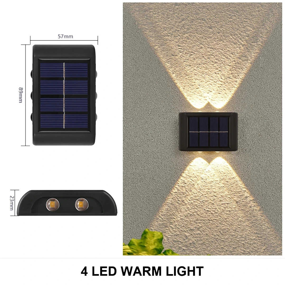 4/6/8/10LEDs Solar Wall Lamp Yard Street Decor Light Outdoor Waterproof Up and Down Luminous Lighting Garden Landscape Lamp