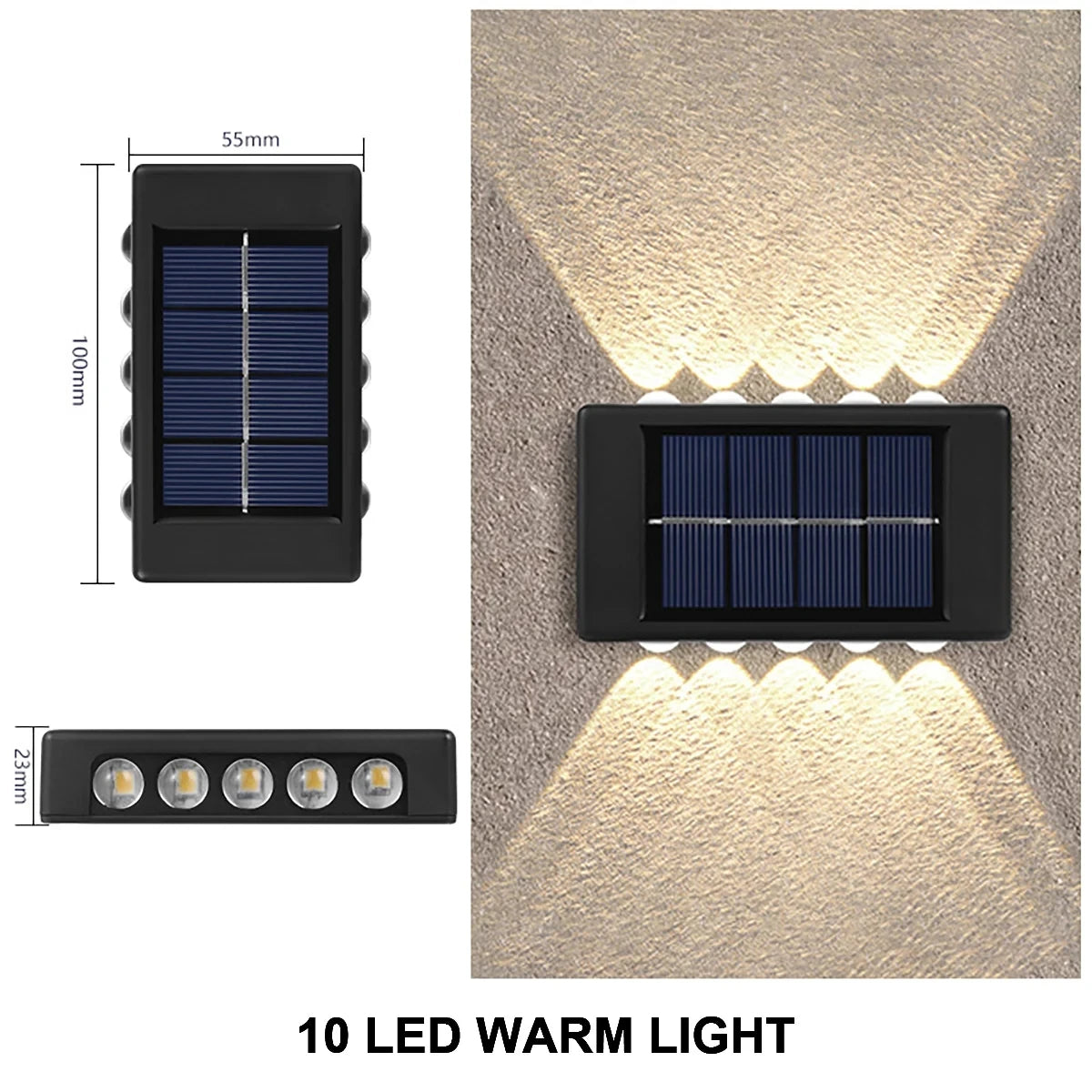 4/6/8/10LEDs Solar Wall Lamp Yard Street Decor Light Outdoor Waterproof Up and Down Luminous Lighting Garden Landscape Lamp