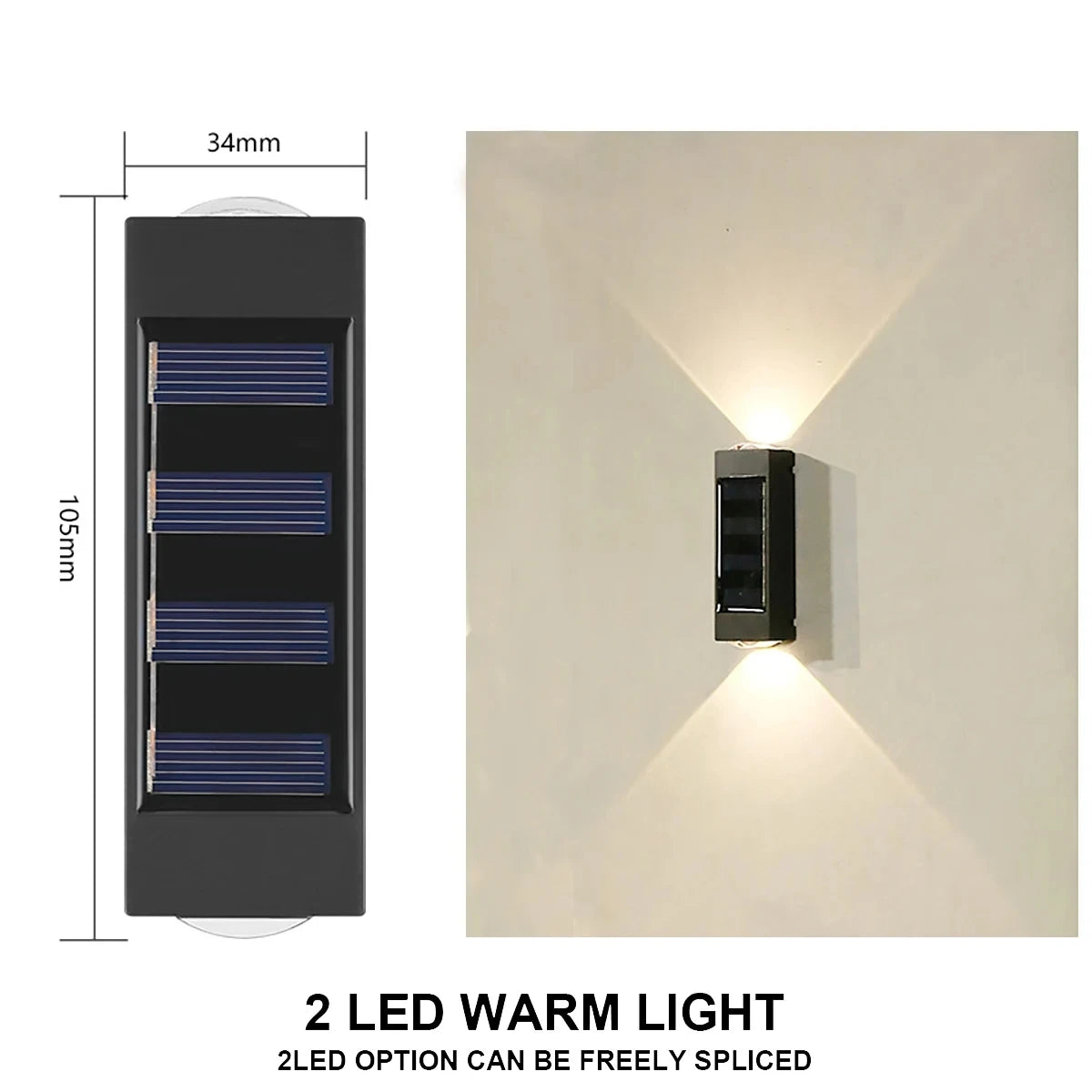 4/6/8/10LEDs Solar Wall Lamp Yard Street Decor Light Outdoor Waterproof Up and Down Luminous Lighting Garden Landscape Lamp