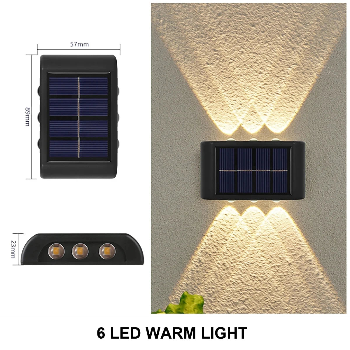 4/6/8/10LEDs Solar Wall Lamp Yard Street Decor Light Outdoor Waterproof Up and Down Luminous Lighting Garden Landscape Lamp